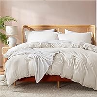 Nestl Off White Duvet Cover Queen Size - Soft Double Brushed Queen Duvet Cover Set, 3 Piece, with Button Closure, 1 Duvet Cover 90x90 inches and 2 Pillow Shams