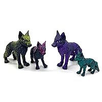 Articulated Wolf • Unique Articulated 3D Printed Wolf • Flexible Poseable Wolf • Animal Figurine 3D Print Fidget Desk Toy (Purple & Black, Small)