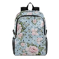 ALAZA Rose Floral Polka Dot Hiking Backpack Packable Lightweight Waterproof Dayback Foldable Shoulder Bag for Men Women Travel Camping Sports Outdoor