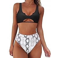 Women Cutout Bikini Sets Push Up High Waisted Swimsuits 2 Piece