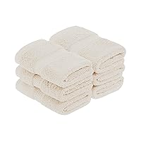 Superior Egyptian Cotton Pile Face Towel/Washcloth Set of 6, Ultra Soft Luxury Towels, Thick Plush Essentials, Absorbent Heavyweight, Guest Bath, Hotel, Spa, Home Bathroom, Shower Basics, Cream