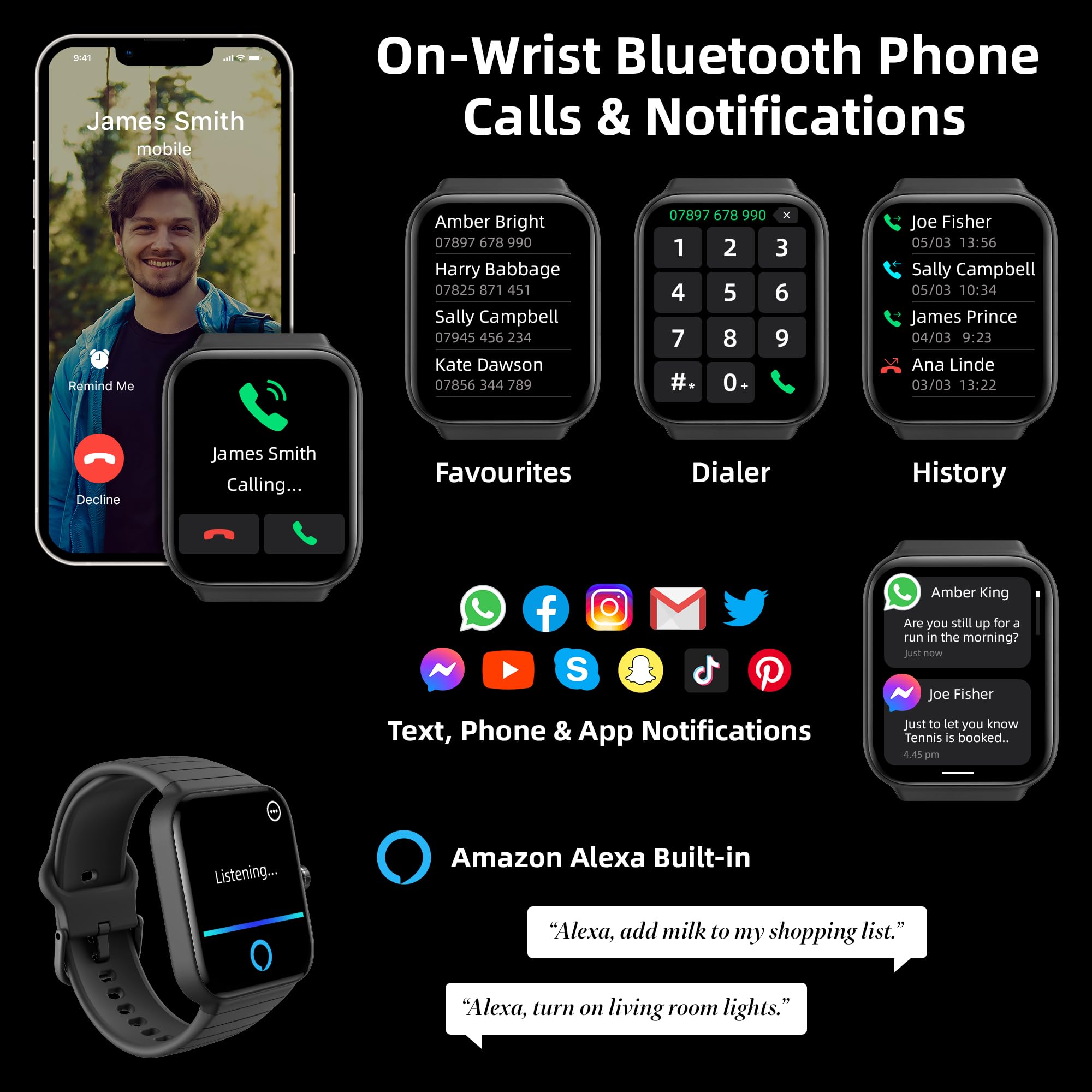 Delvfire Smart Watch for Women Men (Answer/Make Call), Alexa Built-in, 1.8