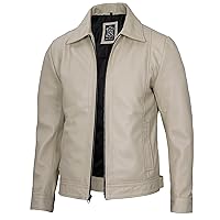 fjackets Men's Motorcycle Leather Jacket - Vintage Stylish Soft Lambskin Real Leather Biker Jacket Men