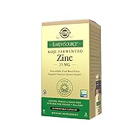 Earth Source Food Fermented Koji Zinc 25mg, 60 Vegetable Capsules - Higher-Absorption, Bioavailable Zinc for Immune & Skin Health - Non-GMO, Vegan, Gluten No, Dairy No, Kosher - 60 Servings