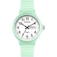Waterproof Watches for Women White Ladies Female Easy to Read with Second Calendar Day Date Hand Analog Quartz Wrist Watch Luminous Colorful Simple Minimalist Design