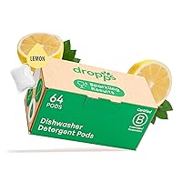 Dropps Dishwasher Detergent Pods: Lemon | 64 Count | Cuts Grease & Fights Stuck On Food | For Sparkling Glassware & Dishes | Low Waste Packaging