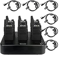 Retevis RT22 Walkie Talkies (6 Pack) with Headset (6 Pack), Rechargeable Hands Free Two Way Radios Bundle with Retevis RT22 Walkie Talkies Earpiece