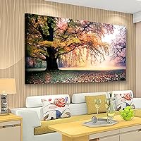 Tree of Life Wall Art Canvas Prints Natural Scenery Picture Home Decor Colorful Forest Paintings for Living Room Bathroom Bedroom Kitchen Decorations 20x40 Wooden Frames Landscape Artwork