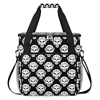 Day of the Dead Sugar Skull 18 Coffee Maker Carrying Bag Compatible with Single Serve Coffee Brewer Travel Bag Waterproof Portable Storage Toto Bag with Pockets for Travel, Camp, Trip
