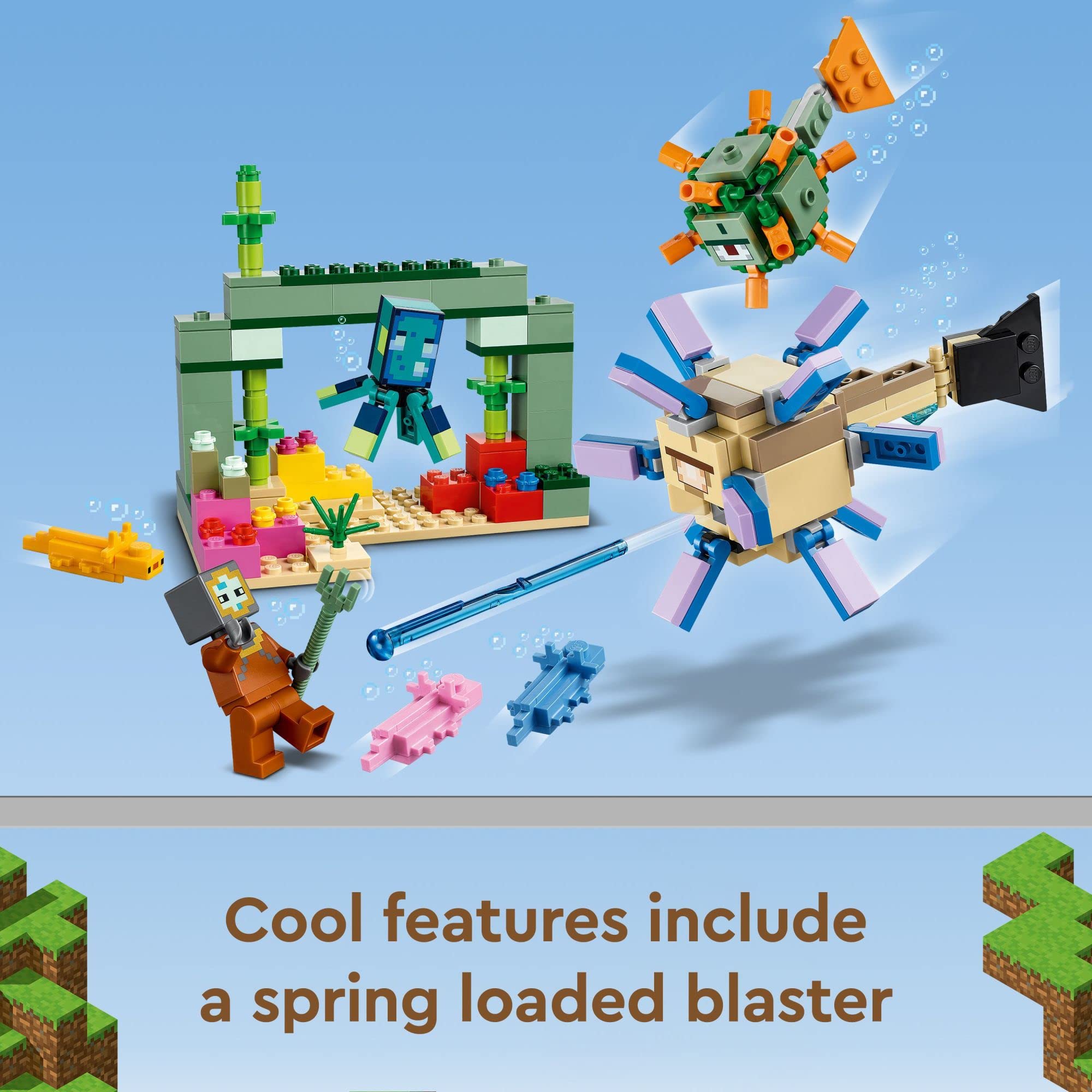 LEGO Minecraft The Guardian Battle Set, 21180 Coral Fish Toy, Gifts for Kids, Boys and Girls Age 8 Plus with Mobs Figures