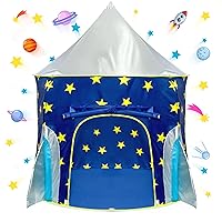 Rocket Ship Pop Up Kids Tent - Spaceship Rocket Indoor Playhouse Tent for Boys and Girls with Included Space Projector Toy and Kids Tent Storage Carry Bag