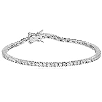 Amazon Essentials Plated Sterling Silver Round Cut Cubic Zirconia Tennis Bracelet (previously Amazon Collection)