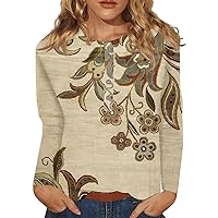 Autumn Blouses, Women's Button Neck Tops Women's Blouses Casual Daily Tops Long Sleeve V Neck Fashion Print