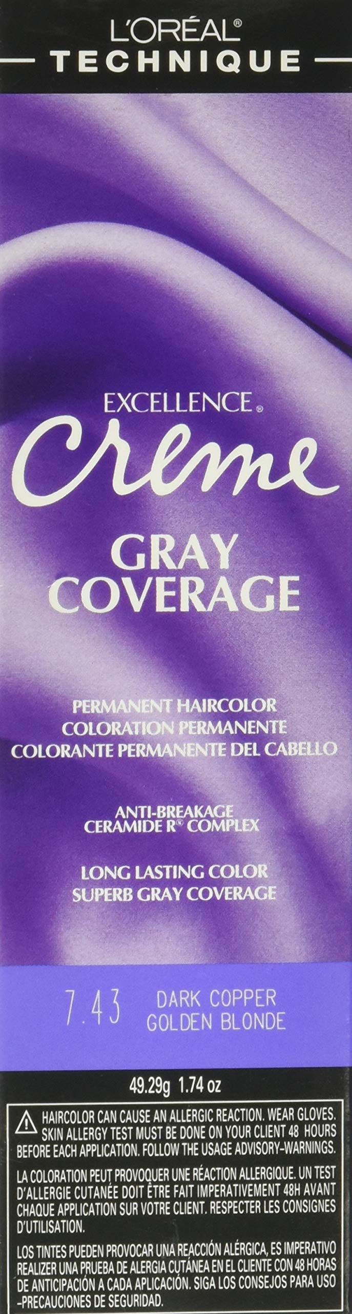 L'oreal Excellence Creme Permanent Hair Color, Dark Copper Golden Blonde No.7.43, 1.74 Ounce