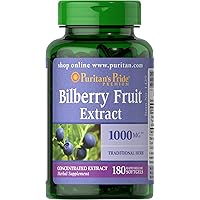 Bilberry Extract, Contains Antioxidant Properties*, 1000mg Equivalent, 180 Rapid Release Softgels (Packaging May Vary)