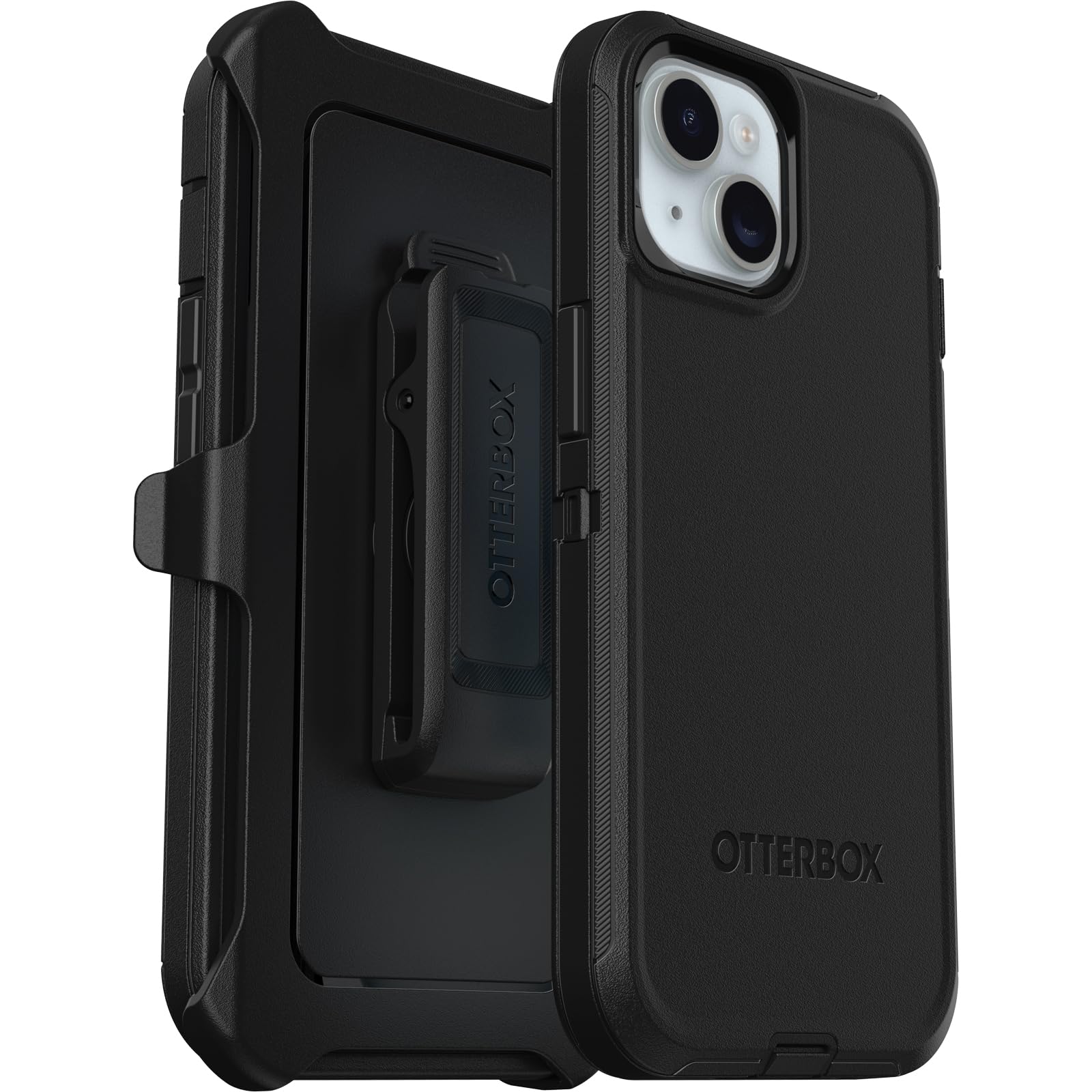 OtterBox iPhone 15, iPhone 14, and iPhone 13 Defender Series Case - BLACK, Screenless, Rugged & Durable, with Port Protection, Includes Holster Clip Kickstand