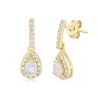 Moonstone Yellow Gold Plated Drop Earring 925 Sterling Silver Dangle Earrings Gifts for Women, Girls, Birthday, Anniversary