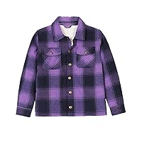 ZENTHACE Toddlers and Kids Boys Girls Sherpa Lined Snap Flannel Shirt Jacket,Cozy Plaid Flannel Shacket (Gender-Neutral)