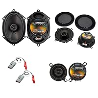 Harmony Audio R68 Compatible with Ford Mustang 1987-1993 Speaker Replacement Front and Rear Car Audio Kit Bundle with Harness