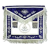 Fringed Past Master with Embroidered Border Masonic Apron - [Blue & Silver]
