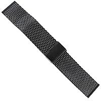 deBeer PVD Matte Black Watch band Thick Heavy Mesh W/Fold Over Clasp ME815