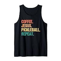 Coffee Jesus Pickleball Repeat Church Funny Pickle Ball Tank Top