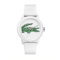 Lacoste Analogue Quartz Watch for Women with White Silicone Strap - 2001097, White, Strap.