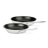 All-Clad D3 3-Ply Stainless Steel Nonstick Fry Pan Set 2 Piece, 8, 10 Inch Induction Oven Broiler Safe 500F Pots and Pans, Cookware Silver
