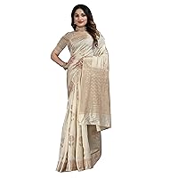 Indian Pure Soft Raw Silk Saree Blouse Muslim Women Sari Traditional Party 1560