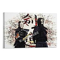 Kendo Martial Arts Decoration Fighting Sports Poster Kendo School Wall Decoration Canvas Painting Posters And Prints Wall Art Pictures for Living Room Bedroom Decor 12x18inch(30x45cm) Frame-style