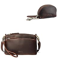 S-ZONE Leather Crossbody Bag for Women with Small Leather Coin Purse