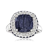 Ross-Simons 5.70 ct. t.w. Sapphire and .10 ct. t.w. White Topaz Ring in Sterling Silver. Size 9