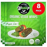 Raw Organic Veggie Life Veggie Wraps | Wheat-Free, Gluten Free, Paleo Wraps, Non-GMO, Vegan Friendly Made in the USA (8 Pack)