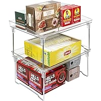 Sorbus Stackable Shelves for Cabinets & Countertop - Storage Shelf Organizer Stand Racks- Foldable Shelves for Undersink, Kitchen Cabinets, Pantry, Countertops, Clear Plastic/Metal