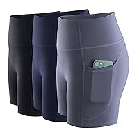 AMZadenobe 3 Pack Biker Yoga Shorts Tummy Control with Pockets for Women,Workout Running Athletic High Waisted Gym Clothes