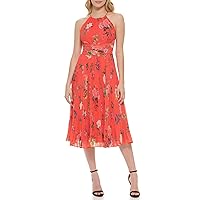 Eliza J Women's Sleeveless Halter Neck Ptd Chiffon Fit & Flare Dress