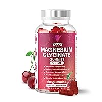 Magnesium Glycinate Gummies 500mg Magnesium Glycinate Supplements for Relaxation, Stress Relief, and Sleep for Adults - 60 Gummies (Cherry)