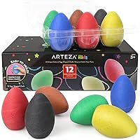 Arteza Kids Sidewalk Chalk, Set of 12, Easy-to-Hold Egg-Shaped Washable Chalk, Art Supplies for Spring and Summer Activities, Outdoors, and Chalkboard Art