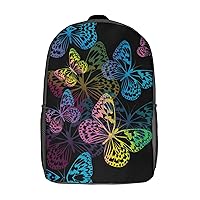 Butterfly Print 17 Inch Daypack Travel Laptop Backpack Unisex Large Capacity Shoulder Backpacks Funny Graphic