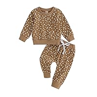 Infant Baby Girl Fall Outfit Floral Long Sleeve Crewneck Sweatshirts Tops Jogger Pants Set Casual Clothes