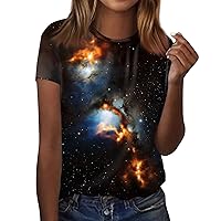 Short Sleeve Womens Tops,Plus Size Casual Fashion T Shirts Flower Printed Round Neck Blouse Tees 2024 Pullover