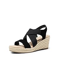 DREAM PAIRS Womens Platform Espadrilles Wedge Sandals, Slip on Elastic Ankle Strap Sandals for Women Casual Dressy Summer