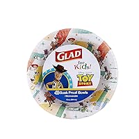 Glad for Kids Disney Pixar Toy Story 12oz Paper Bowls | Paper Bowls, Kids Bowls | Kid-Friendly Paper Bowls for Everyday Use, 12oz Disposable Bowls for Kids, 40 Count - 8 Pack