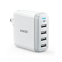 Charger, 40W 4-Port USB Phone Charger with Foldable Plug, PowerPort 4 for iPhone 14/Pro/Pro Max/13/12, iPad Pro/Air/Mini, Galaxy S23/S22/S21, Note 20 Ultra, LG, Nexus, HTC, and More
