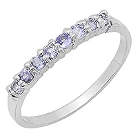 Dazzlingrock Collection Round Cut Tanzanite Ladies Wedding Band Anniversary Ring, Sterling Silver