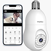 4MP Bulb Security Camera with 128G SD Card,360° Security Cameras 2.4GHz Wireless Outdoor Indoor Full Color Day and Night, Motion Detection, Alarm Siren, Easy Installation