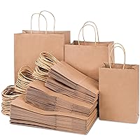 JOHOUSE 90PCS Brown Paper Bags with Handles, 3 Assorted Sizes Mixed Sizes Bulk Kraft Paper Gift Merchandise Bags for Business Shopping Retail Birthday Grocery Craft Take Out