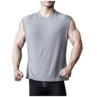 Men's Casual Tank Tops Sleeveless Muscle T Shirts Summer Tank Ribbed Knit Tee Relaxed Casual Plain Undershirts Top