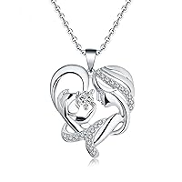 Bcenoilua Damen-Halskette aus 925er-Sterling silbe Mother's Love Micro Anhänger Halskette Herzförmige Statement-Halskette Geschenk für Frauen, Mutter, Freundin, Oma, Tochter