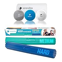 Serenilite Holiday Fitness Bundle - Tri-Density Stress Balls (3pc.) and Green and Blue Flexible Bar (2pc.) Bundle